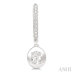 1/2 ctw Oval Shape Dome Round Cut Diamond Fashion Huggie Earrings in 14K White Gold