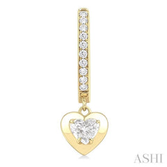 1/2 ctw Heart Shape Dome Round Cut Diamond Fashion Huggie Earrings in 14K Yellow Gold