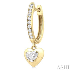 1/2 ctw Heart Shape Dome Round Cut Diamond Fashion Huggie Earrings in 14K Yellow Gold