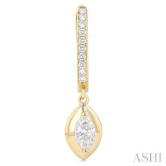 1/2 ctw Marquise Shape Dome Round Cut Diamond Fashion Huggie Earrings in 14K Yellow Gold