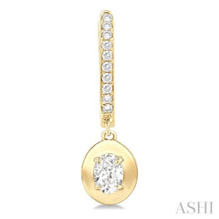 1/2 ctw Oval Shape Dome Round Cut Diamond Fashion Huggie Earrings in 14K Yellow Gold