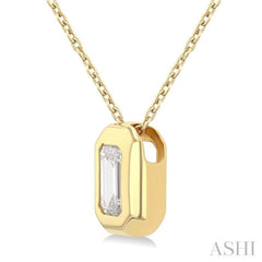 1/3 ctw Bezel Set Emerald Cut Diamond Bubble Fashion Pendant With Chain in 14K Yellow Gold