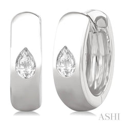 1/4 ctw Bezel Set Pear Cut Diamond Fashion Huggie Earrings in 14K White Gold