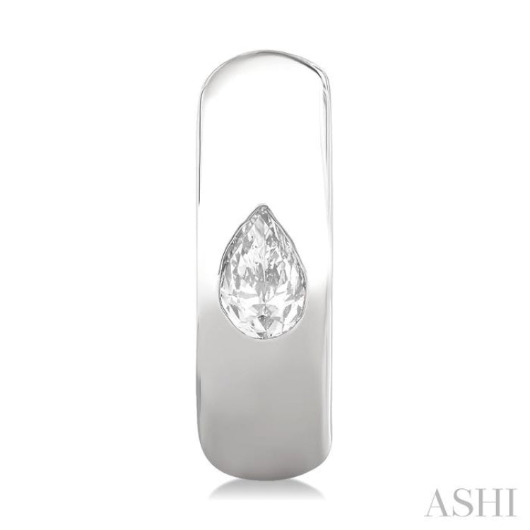 1/4 ctw Bezel Set Pear Cut Diamond Fashion Huggie Earrings in 14K White Gold