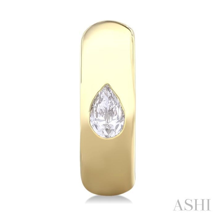 1/4 ctw Bezel Set Pear Cut Diamond Fashion Huggie Earrings in 14K Yellow Gold