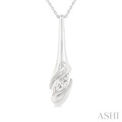 1/3 ctw Swirl Accent Elongated Teardrop Marquise Cut Diamond Fashion Pendant With Chain in 14K White Gold
