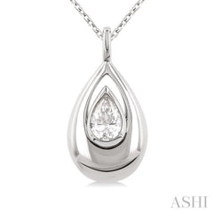 1/4 ctw Teardrop Pear Cut Diamond Fashion Pendant With Chain in 14K White Gold