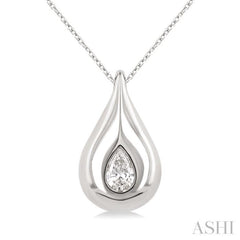 1/4 ctw Teardrop Pear Cut Diamond Fashion Pendant With Chain in 14K White Gold