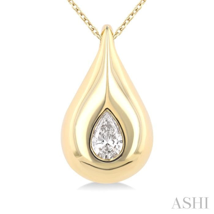 1/4 ctw Teardrop Pear Cut Diamond Fashion Pendant With Chain in 14K Yellow Gold