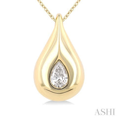 1/4 ctw Teardrop Pear Cut Diamond Fashion Pendant With Chain in 14K Yellow Gold