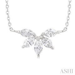 1/3 ctw Semi Circle Chevron Marquise Cut Diamond Fashion Necklace in 14K White Gold