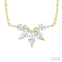 1/3 ctw Semi Circle Chevron Marquise Cut Diamond Fashion Necklace in 14K Yellow Gold