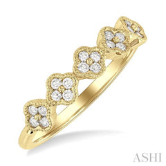 1/4 ctw Clover Motif Round Cut Diamond Fashion Ring in 14K Yellow Gold
