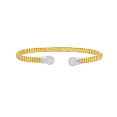 14K Yellow Gold .26ct Diamond Round End Polished Tubogas Cuff