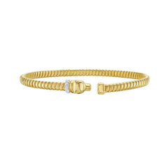 14K Yellow Gold .05ct Diamond Polished Panther Tubogas Cuff