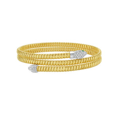 14K Yellow Gold .42ct Diamond Polished Snake Wrap-around Tubogas Bangle