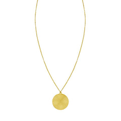 14K Yellow Gold Diamond Cut Radiating Gold Circle 18" Necklace with Lobster Clasp