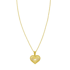 14K Yellow Gold Diamond Cut Radiating Gold Heart 18" Necklace with Lobster Clasp