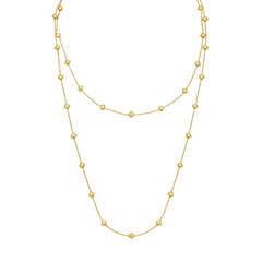 14K Yellow Gold Polished Pyramid Station Layered 38" total length Necklace with Lobster Clasp