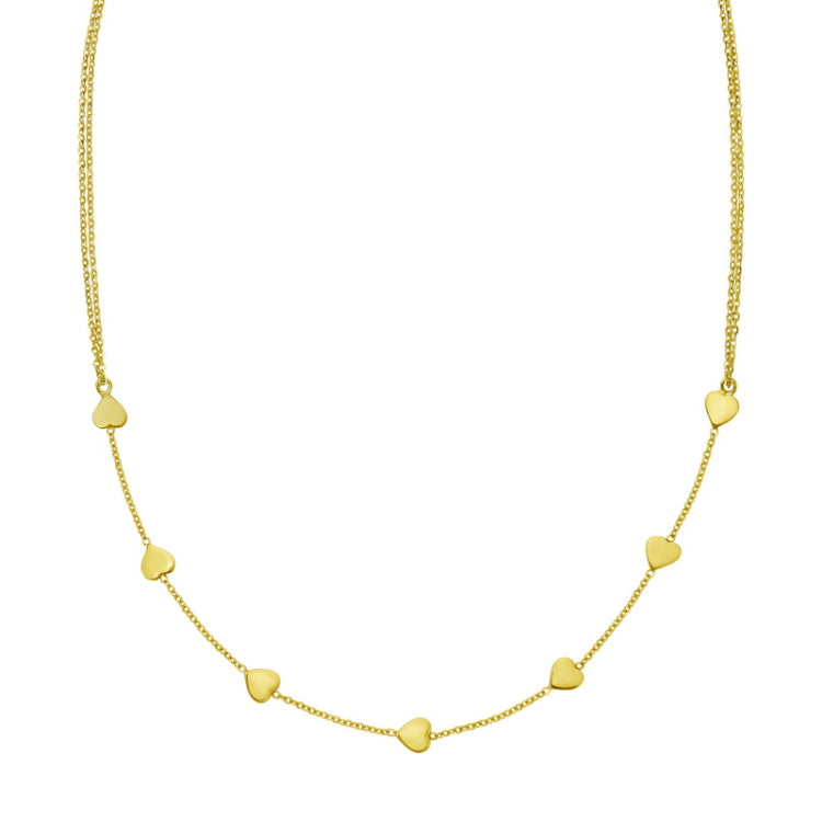 14K Yellow Gold Adjustable Heart Link  16"-26" Necklace with Lobster Clasp