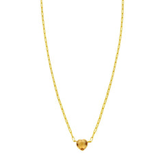14K Yellow Gold 18" Polished Citrine Heart Necklace with Lobster Clasp, including  Jump Ring at 15.75