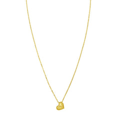 14K Yellow Gold Polished 18" Puffed Mini Heart Pendant Necklace on Cable Chain with Lobster Clasp