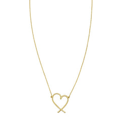 14K Yellow Gold 18" Polished Delicate Heart Necklace with Lobster Clasp, including Jump Ring at 16".