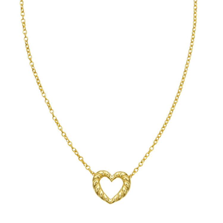 14K Yellow Gold 18" Polished Braided Open Heart Necklace with Lobster Clasp, including Jump Ring at 16
