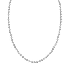 14K White Gold Disco Diamond Cut Bead Chain 18" Necklace with Lobster Clasp