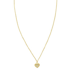 14K Yellow Gold Polished .04ct Diamond Petite Heart 18" Necklace with Lobster Clasp