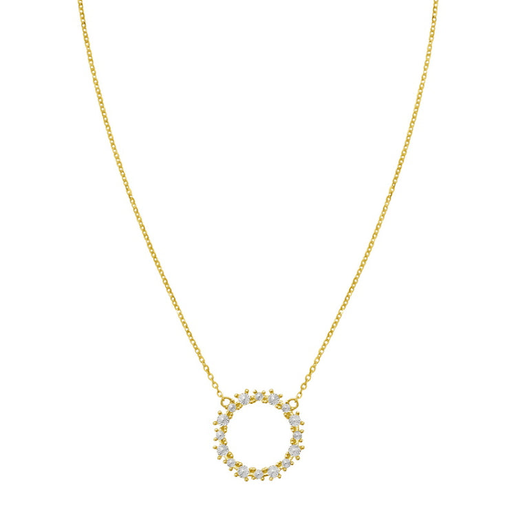 14K Yellow Gold Polished & Diamond Cut Open Circle Diamon'Oro 18" Necklace with Lobster Clasp, including 2" extender. 