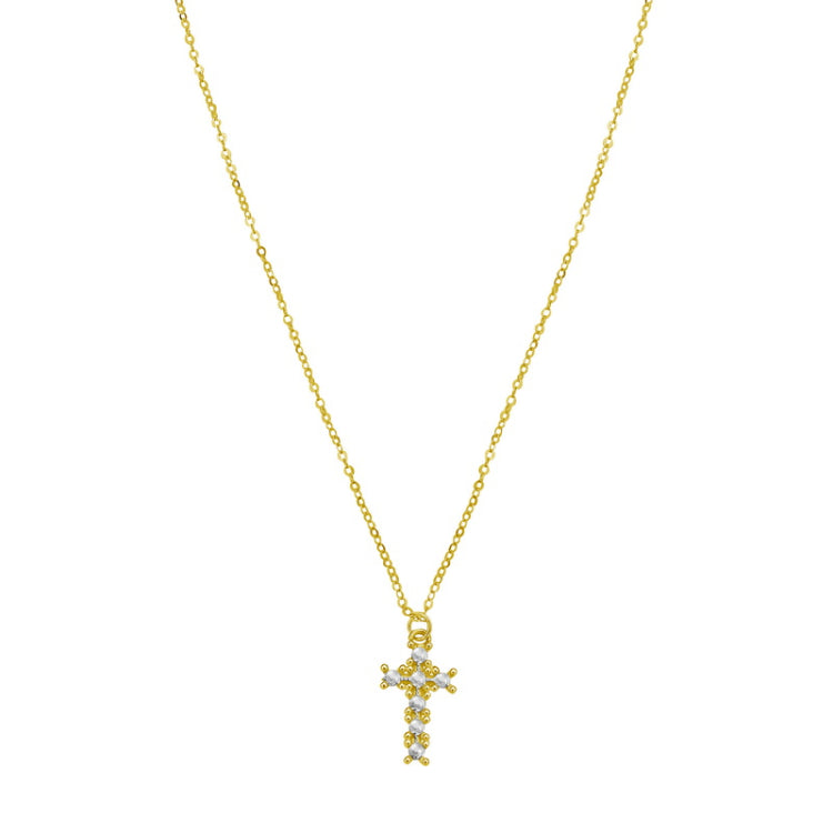14K Yellow Gold Polished & Diamond Cut Cross Diamon'Oro 18" Necklace with Lobster Clasp, including 2" extender. 