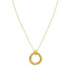 14K Yellow Gold Interlocking Diamond Cut Trinity Circle 18" Necklace with Lobster Clasp