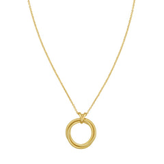 14K Yellow Gold Interlocking Large Polished Trinity Circle 18" Necklace with Lobster Clasp