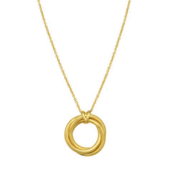 14K Yellow Gold Interlocking Medium Polished Trinity Circle 18" Necklace with Lobster Clasp