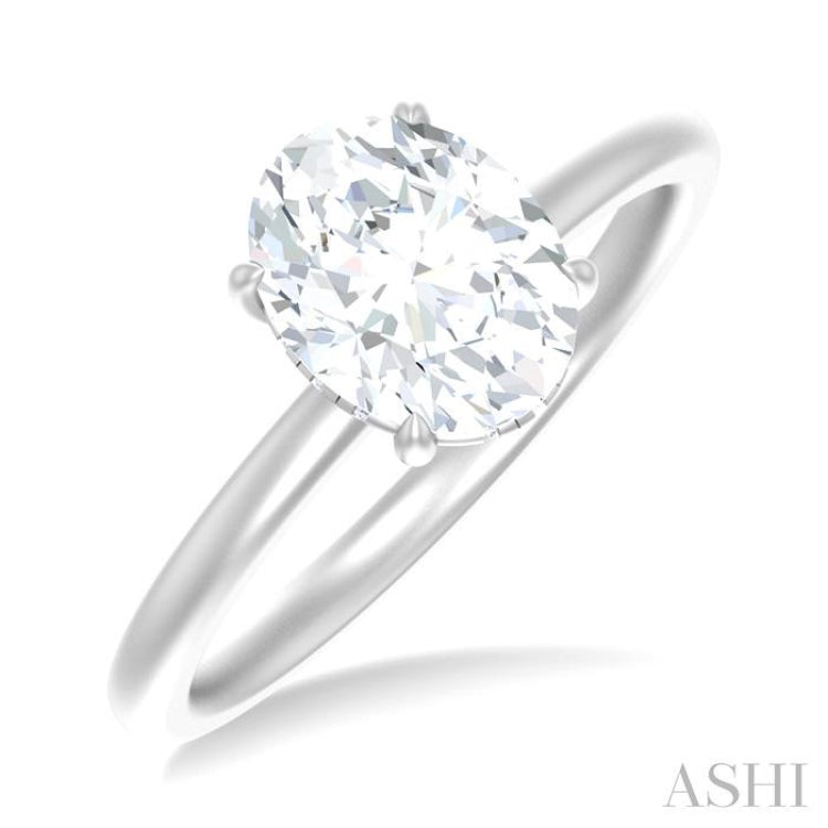 1/20 ctw Oval Shape Round Cut Diamond Semi Mount Engagement Ring in 14K White Gold