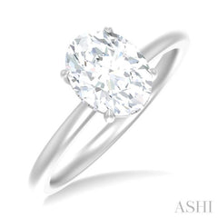 1/20 ctw Oval Shape Round Cut Diamond Semi Mount Engagement Ring in 14K White Gold