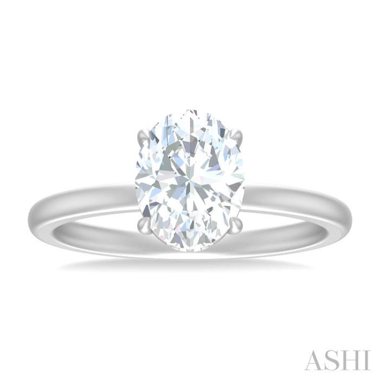 1/20 ctw Oval Shape Round Cut Diamond Semi Mount Engagement Ring in 14K White Gold