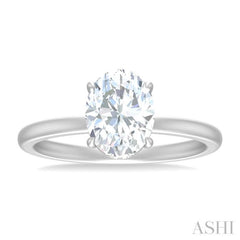1/20 ctw Oval Shape Round Cut Diamond Semi Mount Engagement Ring in 14K White Gold