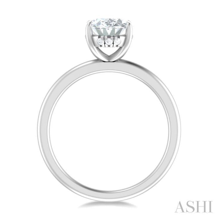 1/20 ctw Oval Shape Round Cut Diamond Semi Mount Engagement Ring in 14K White Gold