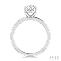 1/20 ctw Oval Shape Round Cut Diamond Semi Mount Engagement Ring in 14K White Gold