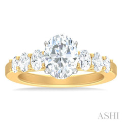 1 ctw Oval Shape Oval and Round Cut Diamond Semi Mount Engagement Ring in 14K Yellow and White Gold