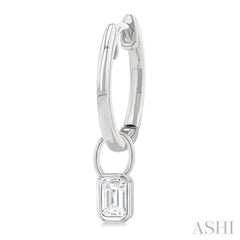 1/3 ctw Bezel Set Emerald Cut Diamond Huggie Earrings in 14K White Gold