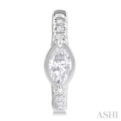 1/3 ctw Marquise Centerpiece and Round Cut Diamond Fashion Huggie Earrings in 14K White Gold