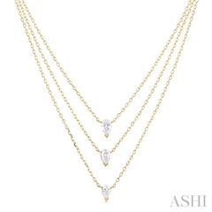 5/8 ctw Triple Pear Cut Diamond Layered Necklace in 14K Yellow Gold