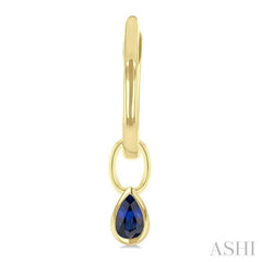 5x3 MM Bezel Set Pear Cut Sapphire Precious Fashion Huggie Earrings in 10K Yellow Gold