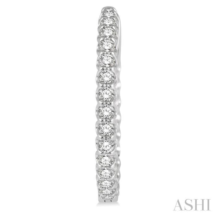 1 1/2 ctw Inside-Out Round Cut Diamond Hoop Earrings in 14K White Gold