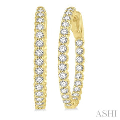 1 1/2 ctw Inside-Out Round Cut Diamond Hoop Earrings in 14K Yellow Gold
