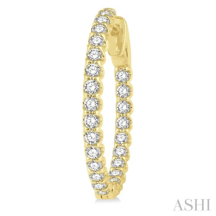 1 1/2 ctw Inside-Out Round Cut Diamond Hoop Earrings in 14K Yellow Gold