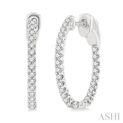 1/2 ctw Inside-Out Round Cut Diamond Hoop Earrings in 14K White Gold